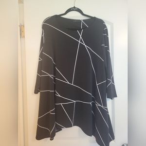 Alfani blouse, 3x Black with white strips, 3/4 sleeve.